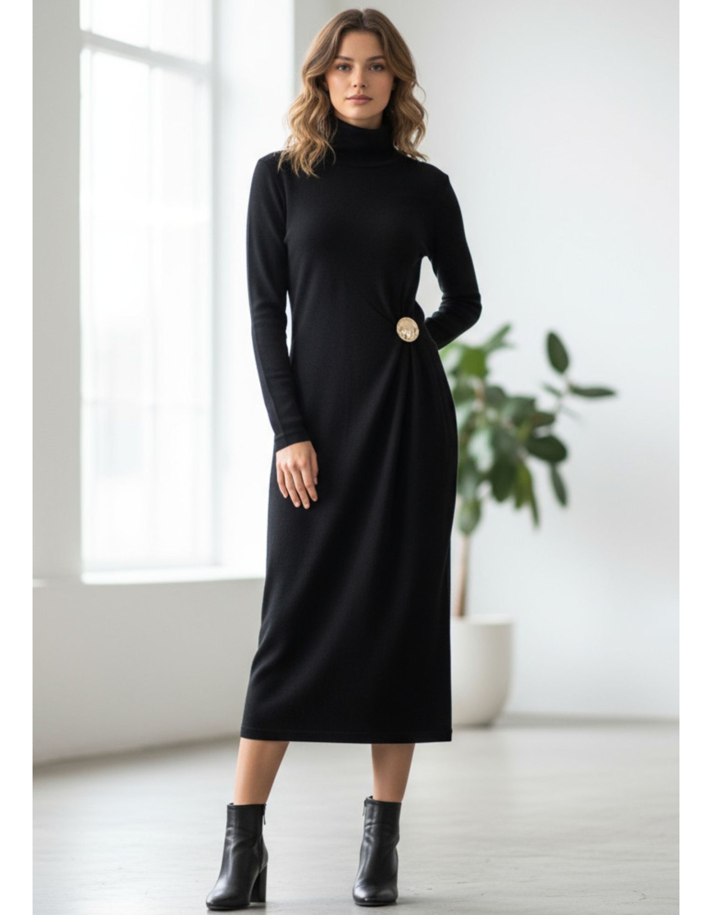 Φόρεμα πλεχτό ζιβάγκο σούρα Ginger