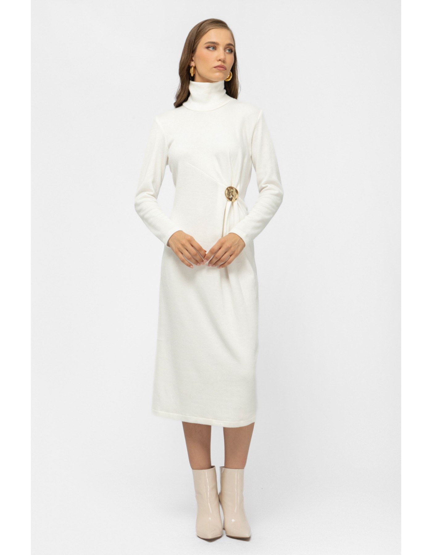 Φόρεμα πλεχτό ζιβάγκο σούρα Ginger