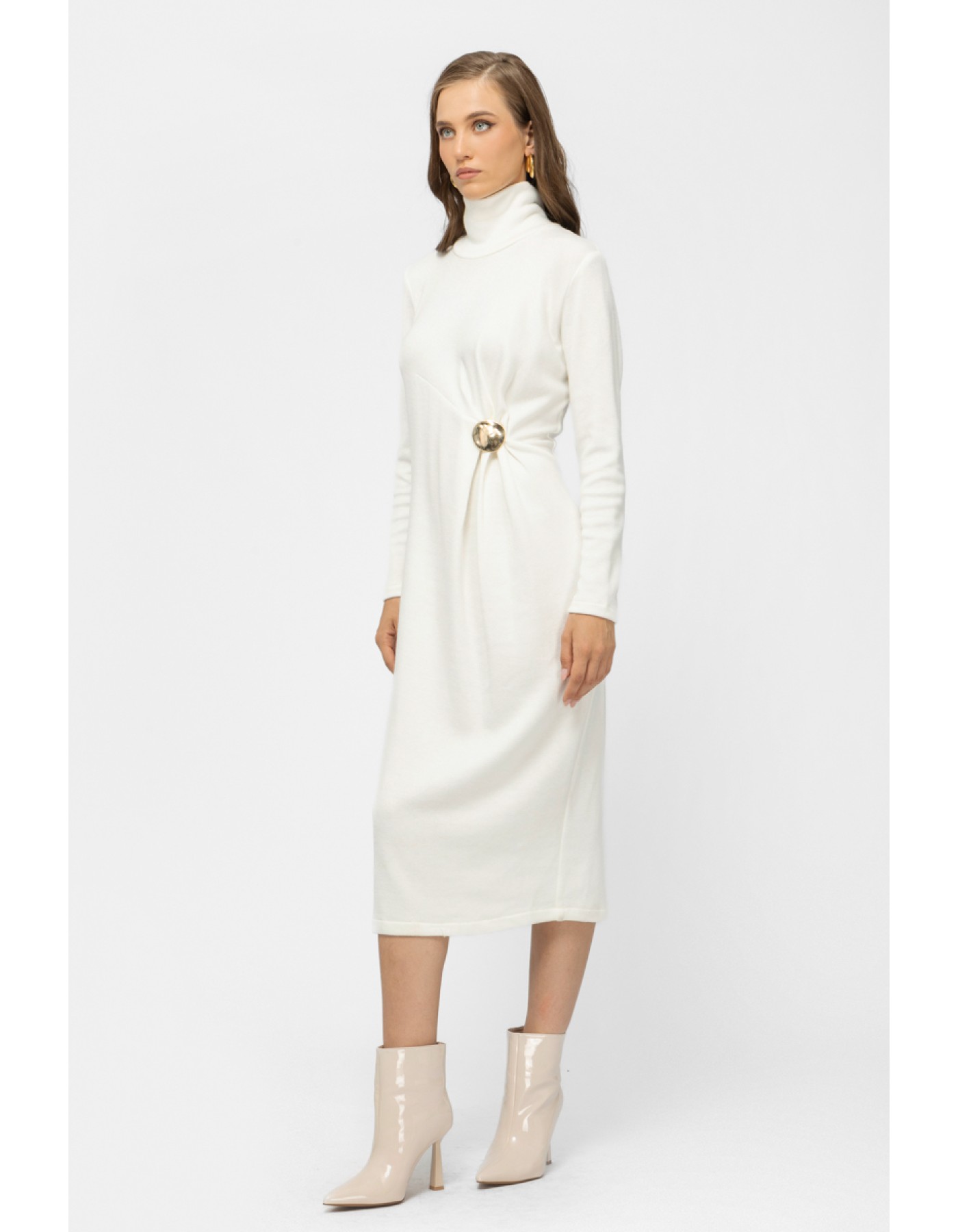 Φόρεμα πλεχτό ζιβάγκο σούρα Ginger