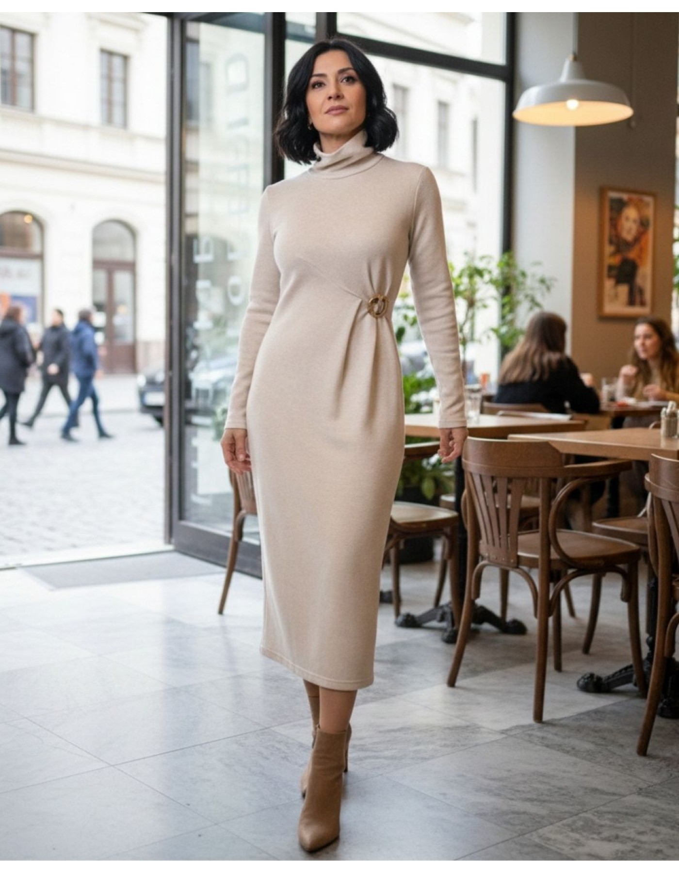 Φόρεμα πλεχτό ζιβάγκο σούρα Ginger