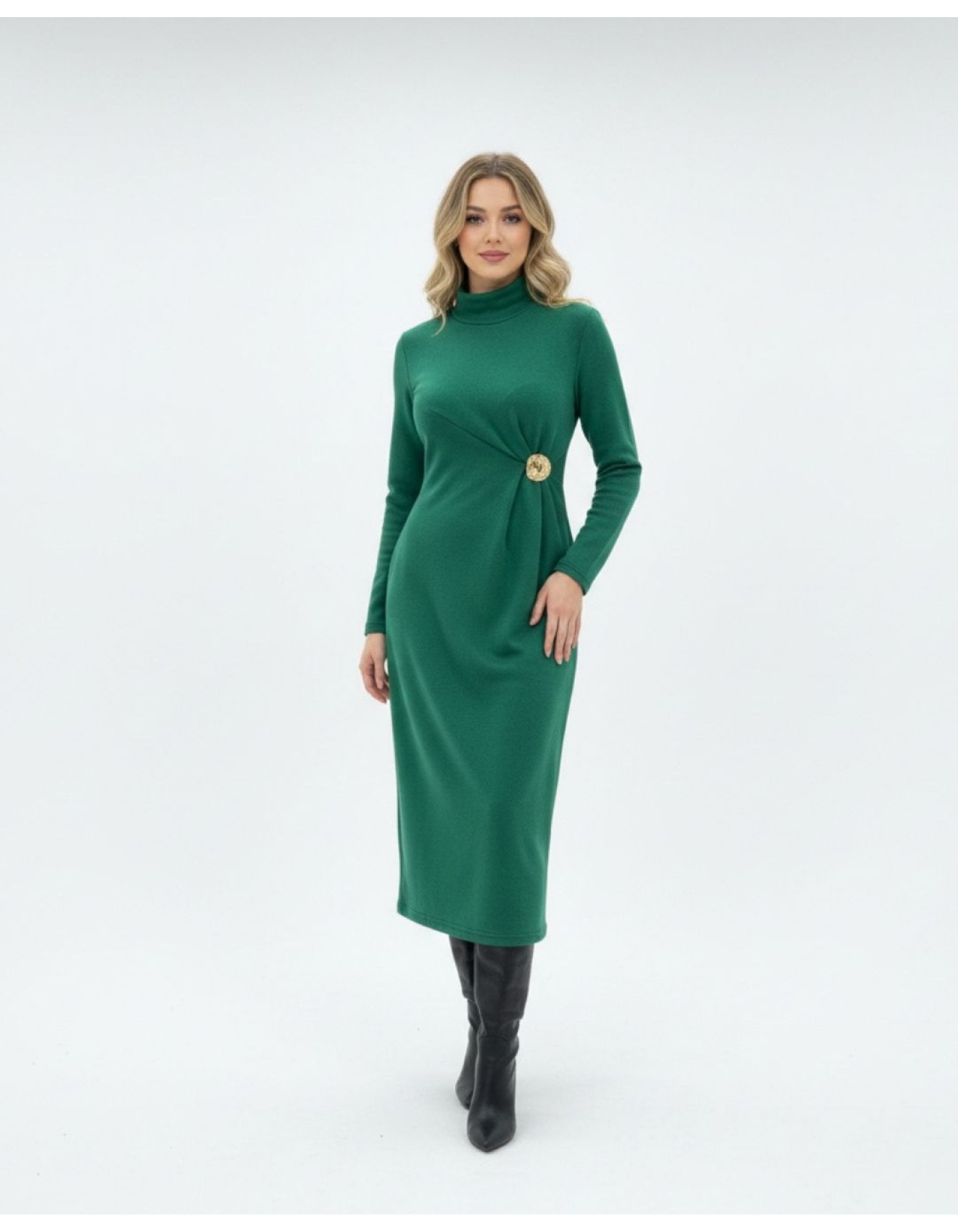 Φόρεμα πλεχτό ζιβάγκο σούρα Ginger