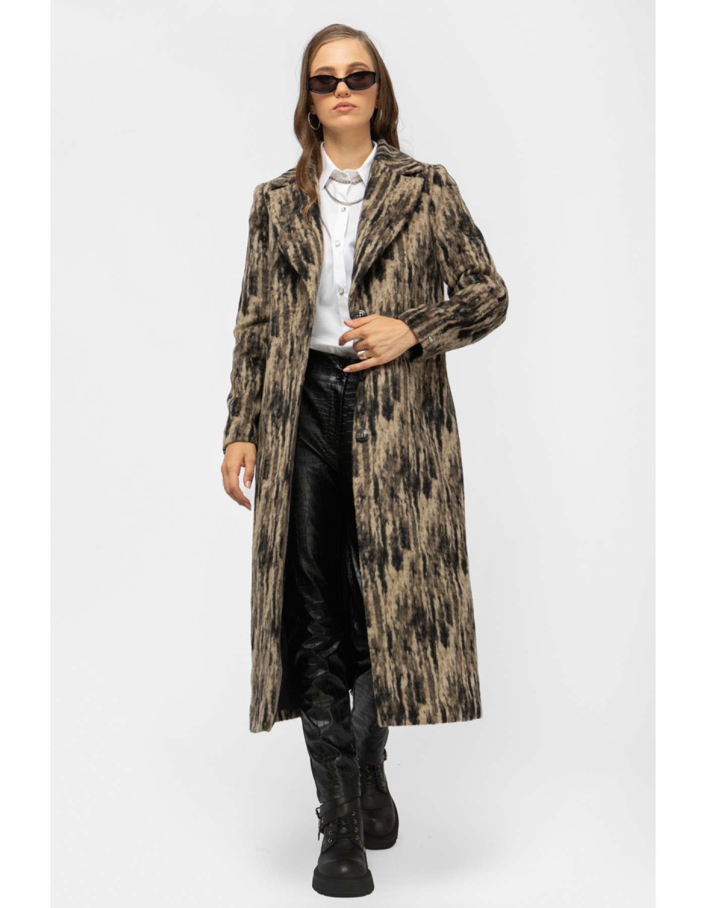 Παλτό βελούρ τιγρέ γιακάς Charm