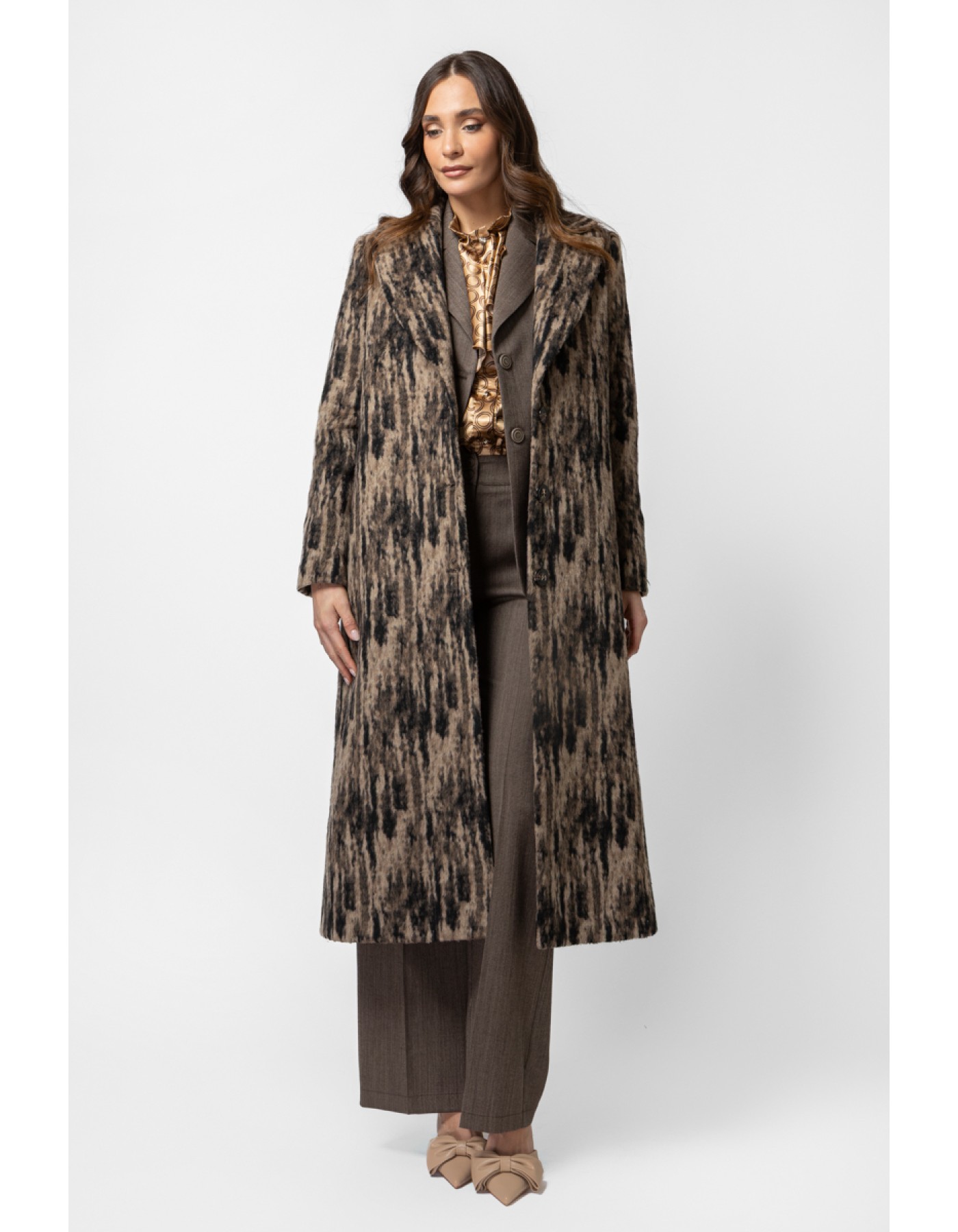 Παλτό βελούρ τιγρέ γιακάς Charm