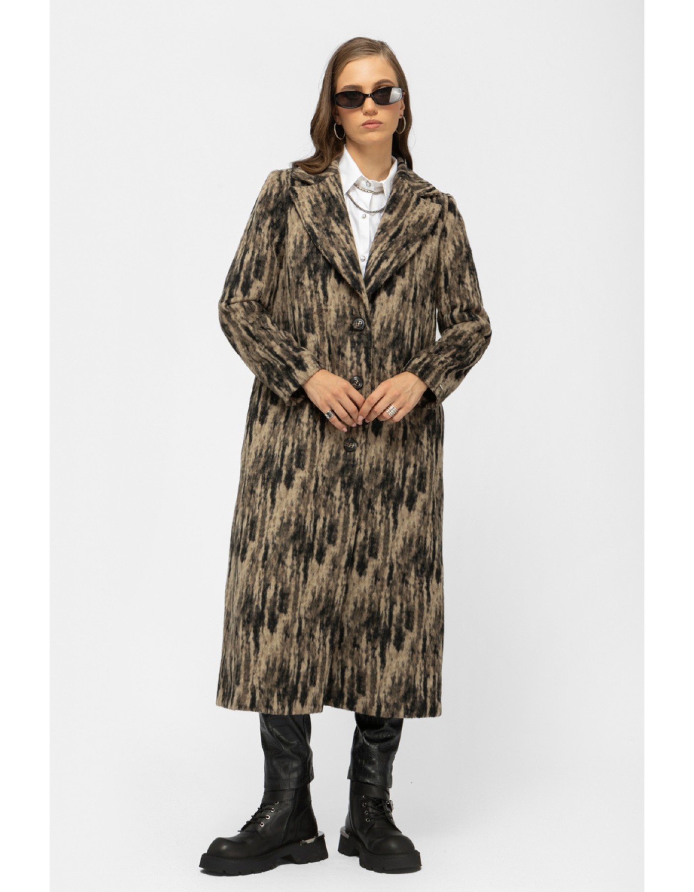 Παλτό βελούρ τιγρέ γιακάς Charm