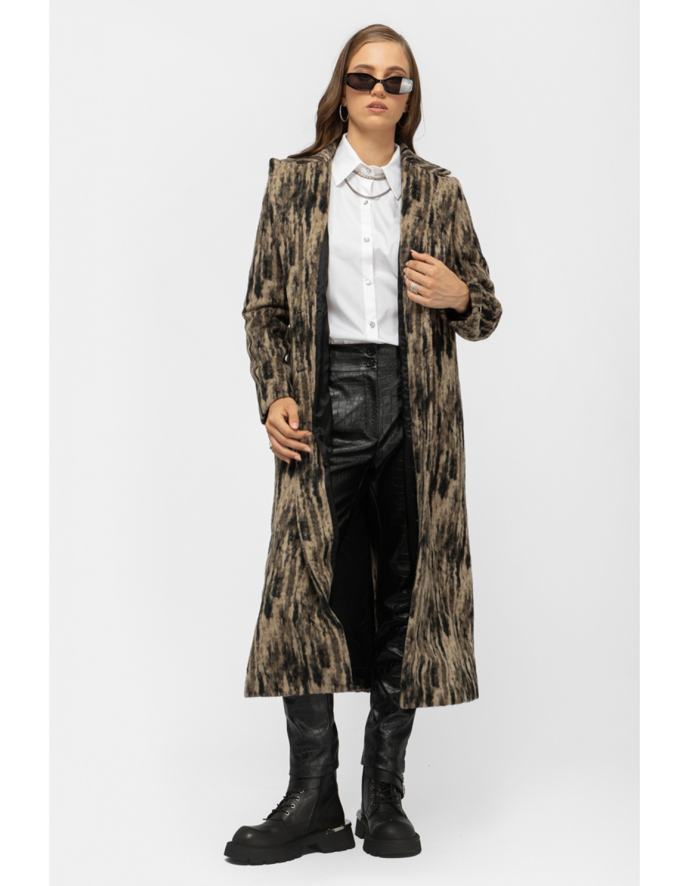 Παλτό βελούρ τιγρέ γιακάς Charm