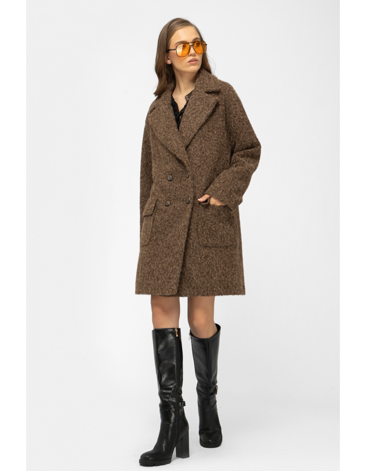 Παλτό σταυροκούμπι Mohair Charm