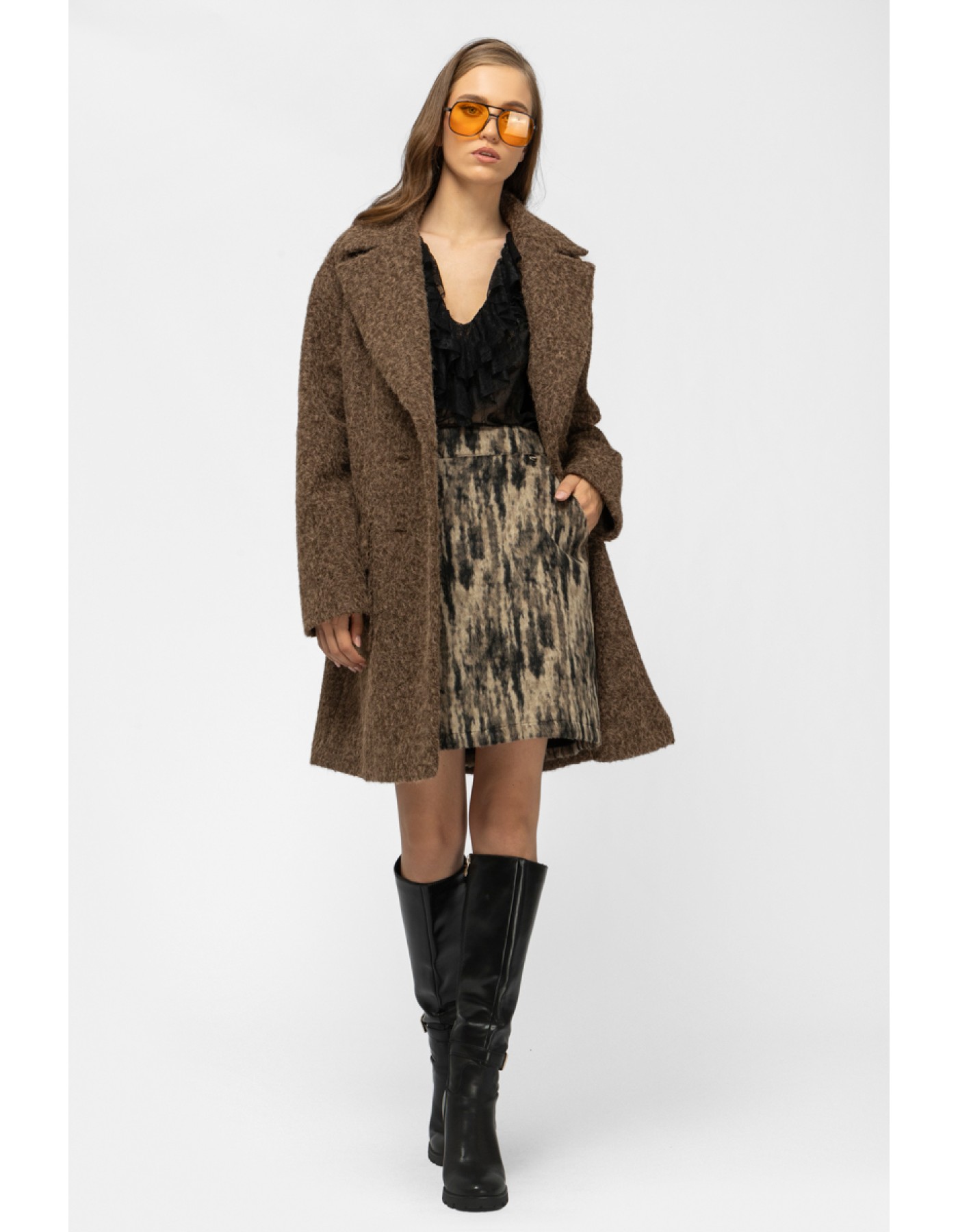 Παλτό σταυροκούμπι Mohair Charm