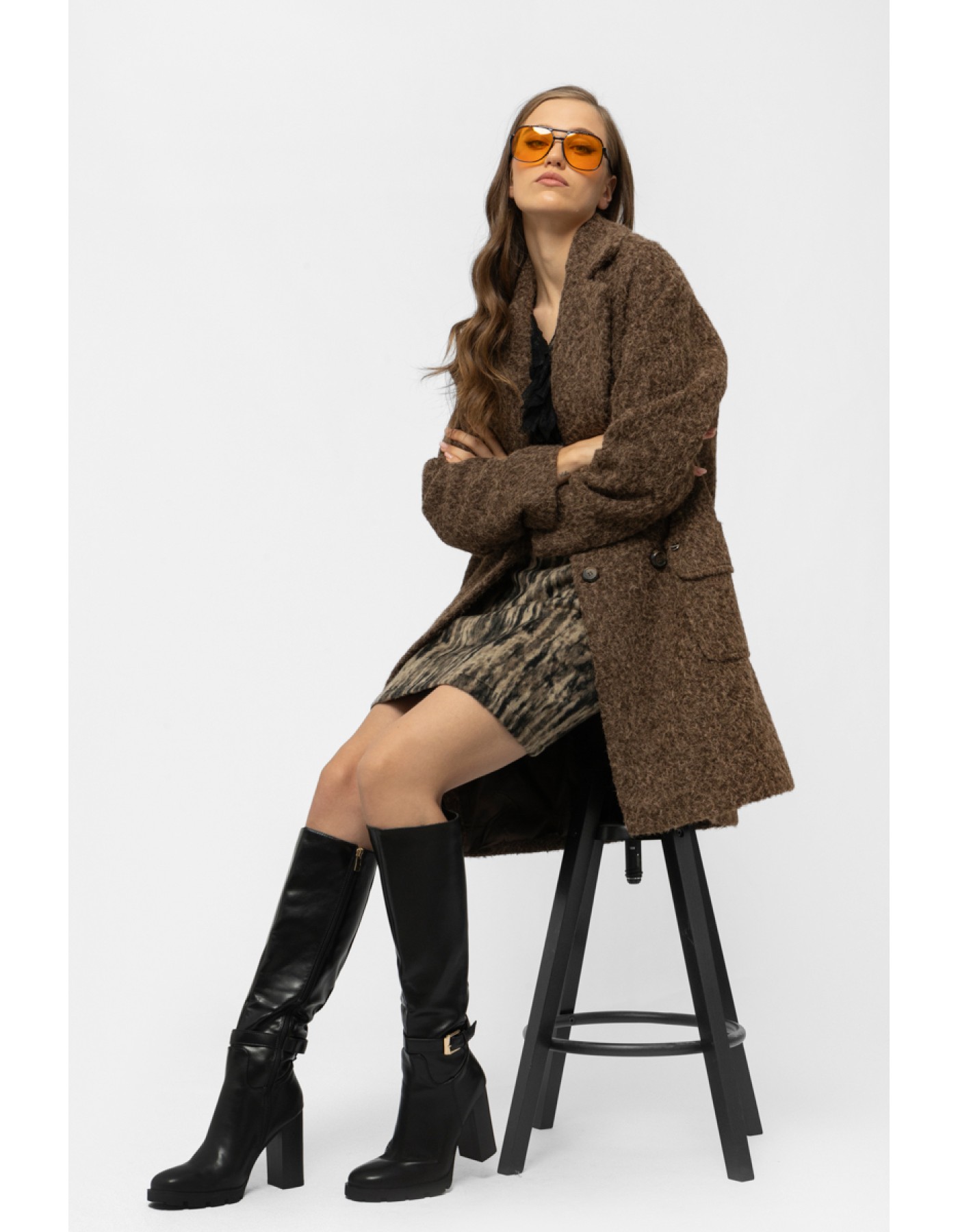 Παλτό σταυροκούμπι Mohair Charm