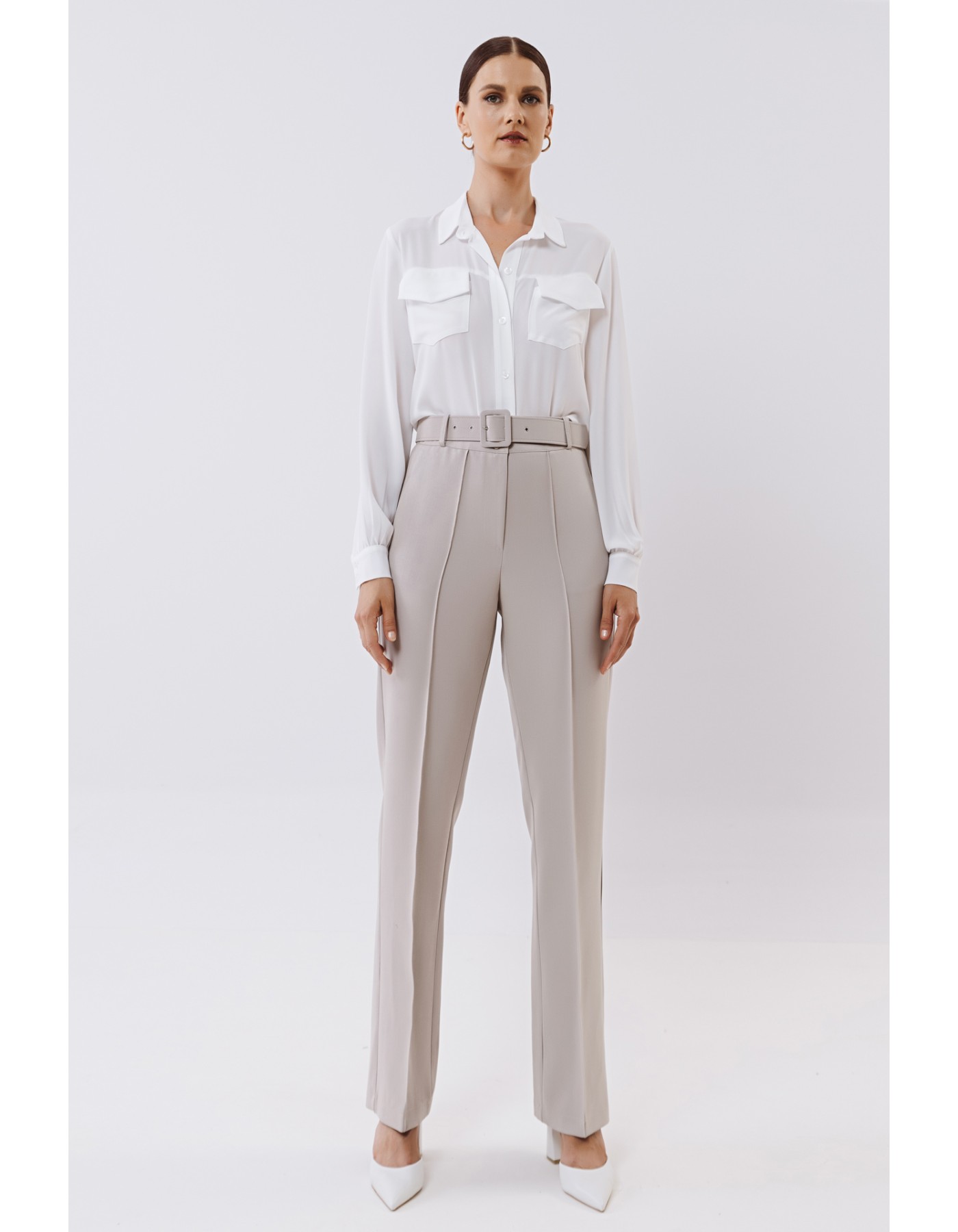 Πουκάμισο ζορζέτα με σατέν φουλάρι Πουκάμισο ζορζέτα με σατέν φουλάρι