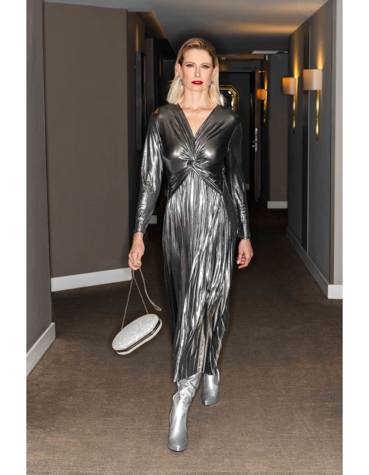 Φόρεμα maxi ασημί bijoux