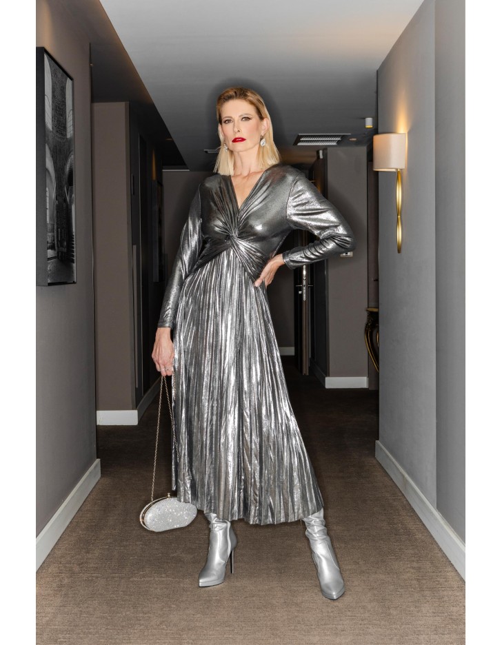 Φόρεμα maxi ασημί bijoux