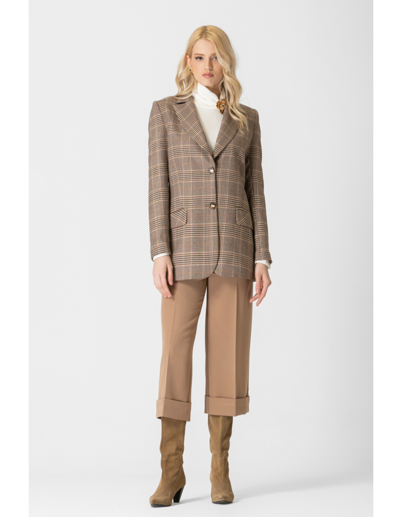 Σακάκι καρώ γιακάς με lurex