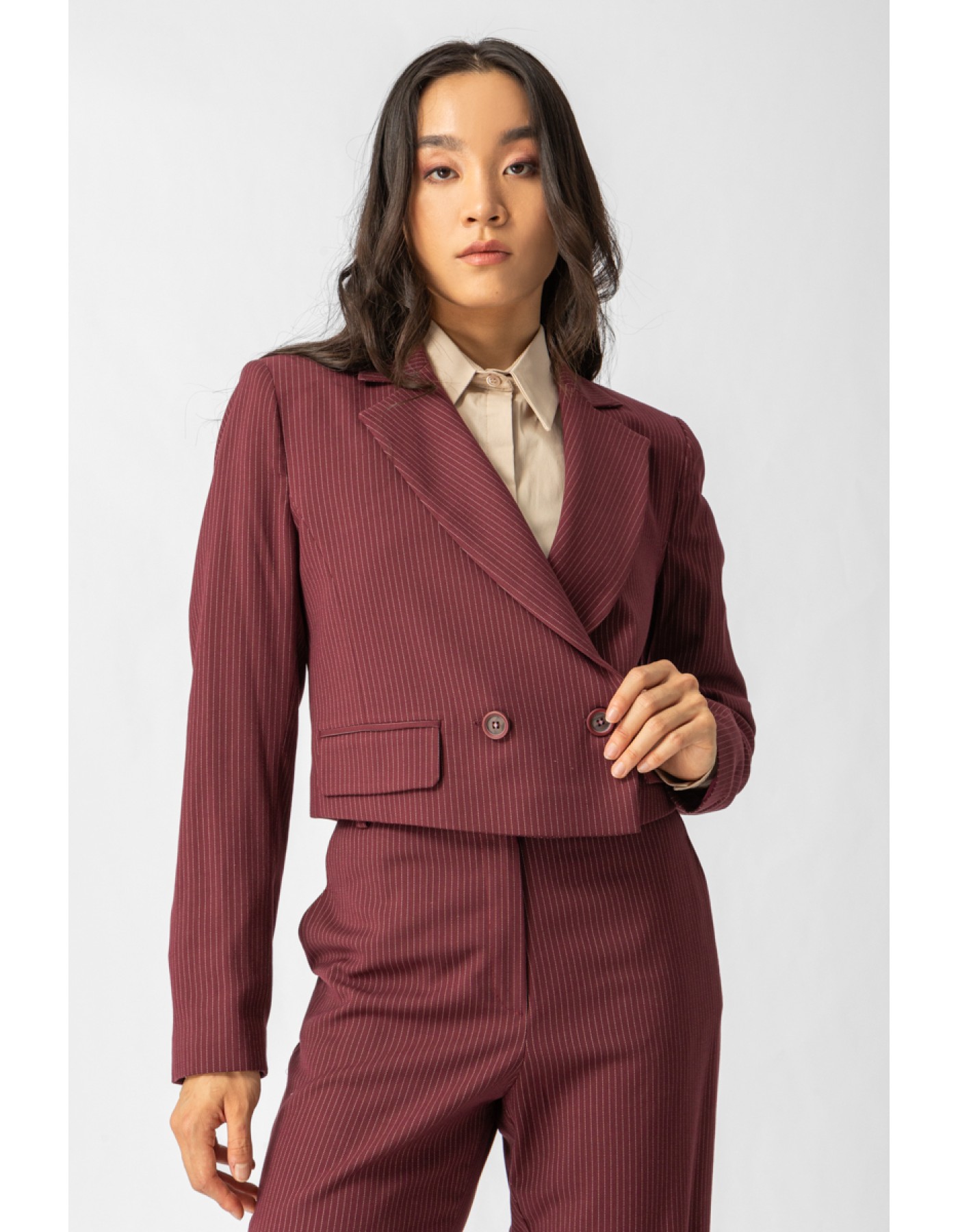 Σακάκι κοντό ριγέ πέτο