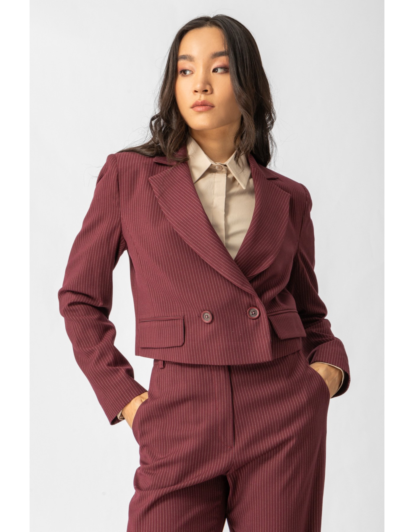 Σακάκι κοντό ριγέ πέτο