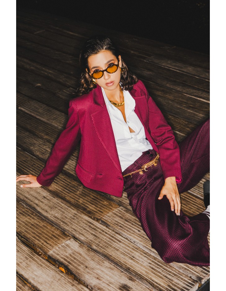 Σακάκι κοντό ριγέ πέτο