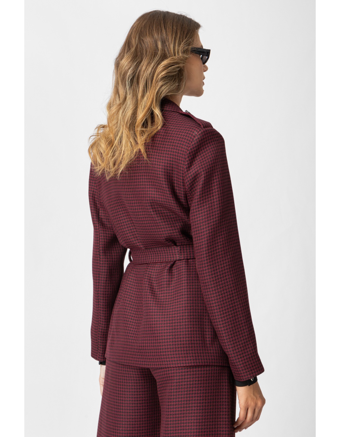 Σακάκι Pied de Poule Μπορντώ