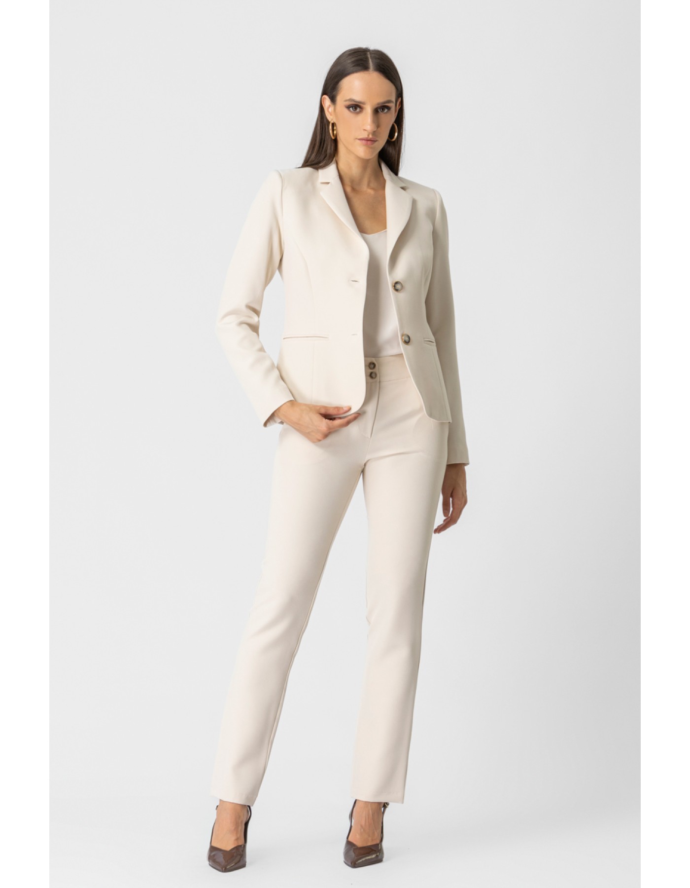 Σακάκι μεσάτο κρεπ Muffin γιακάς