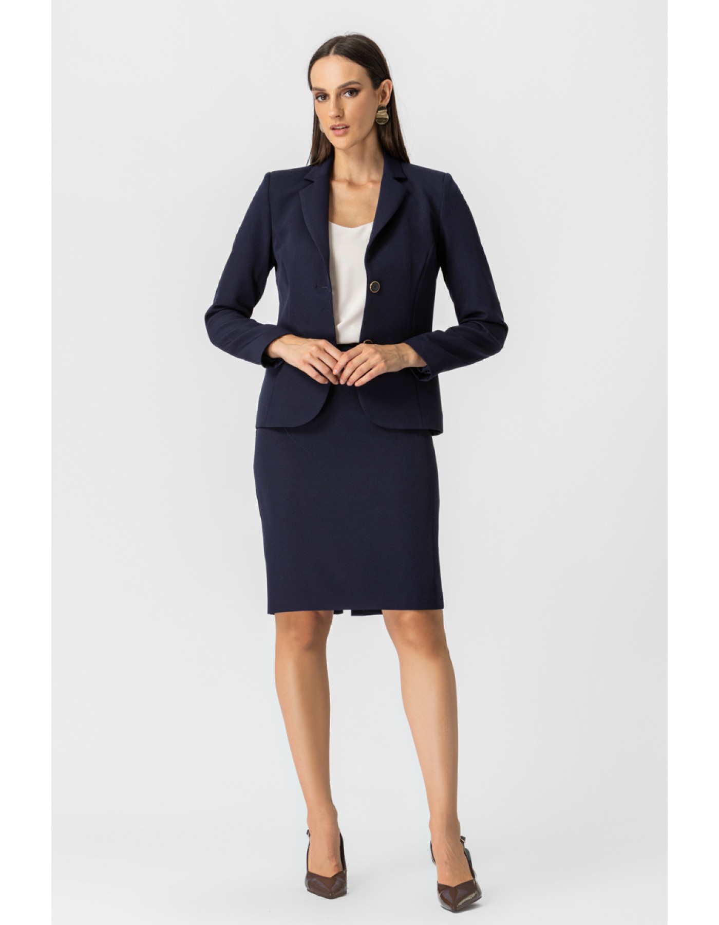 Σακάκι μεσάτο κρεπ Muffin γιακάς