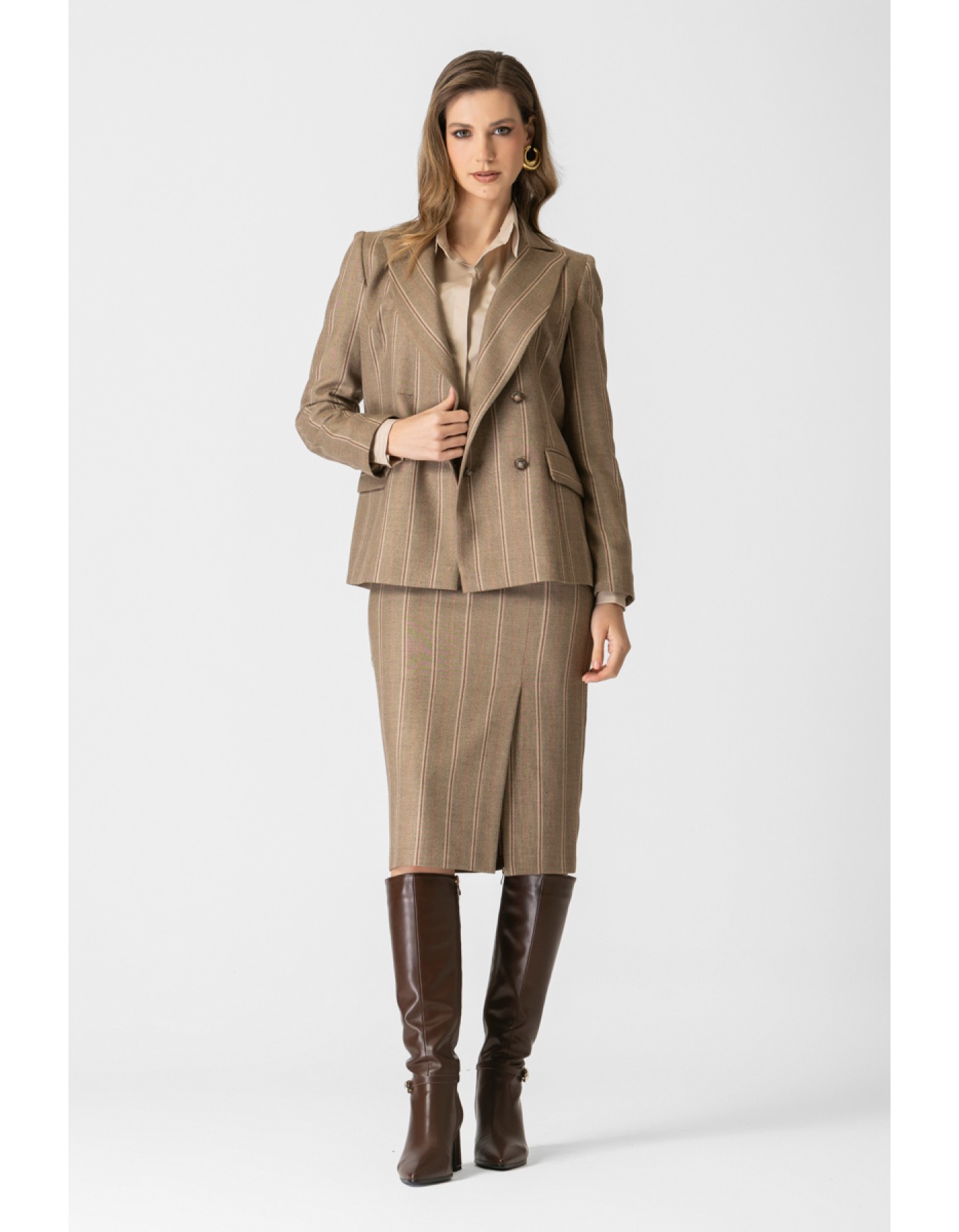 Σακάκι ριγέ lurex σταυροκούμπι