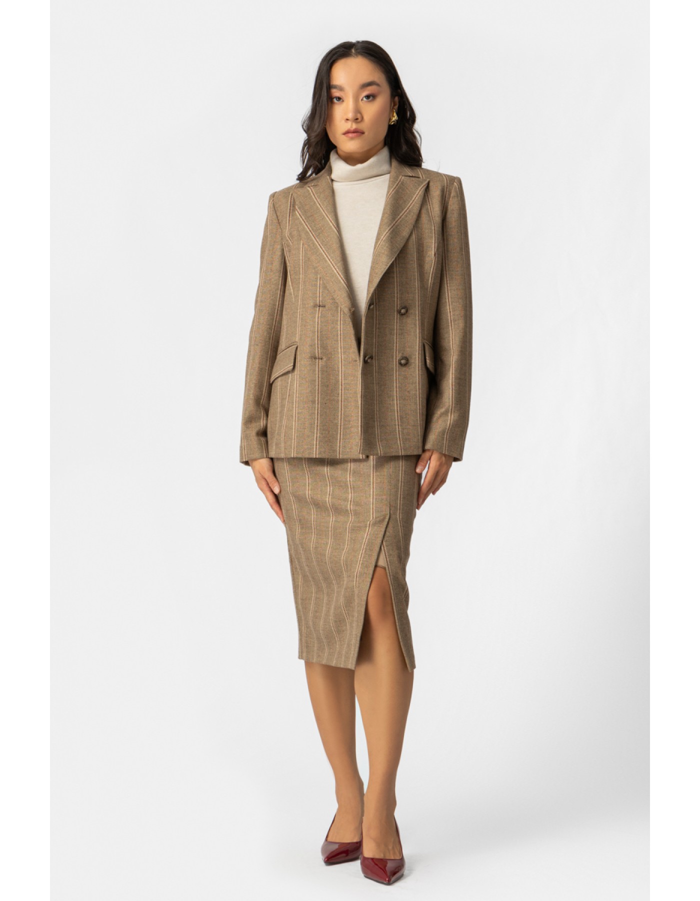 Σακάκι ριγέ lurex σταυροκούμπι