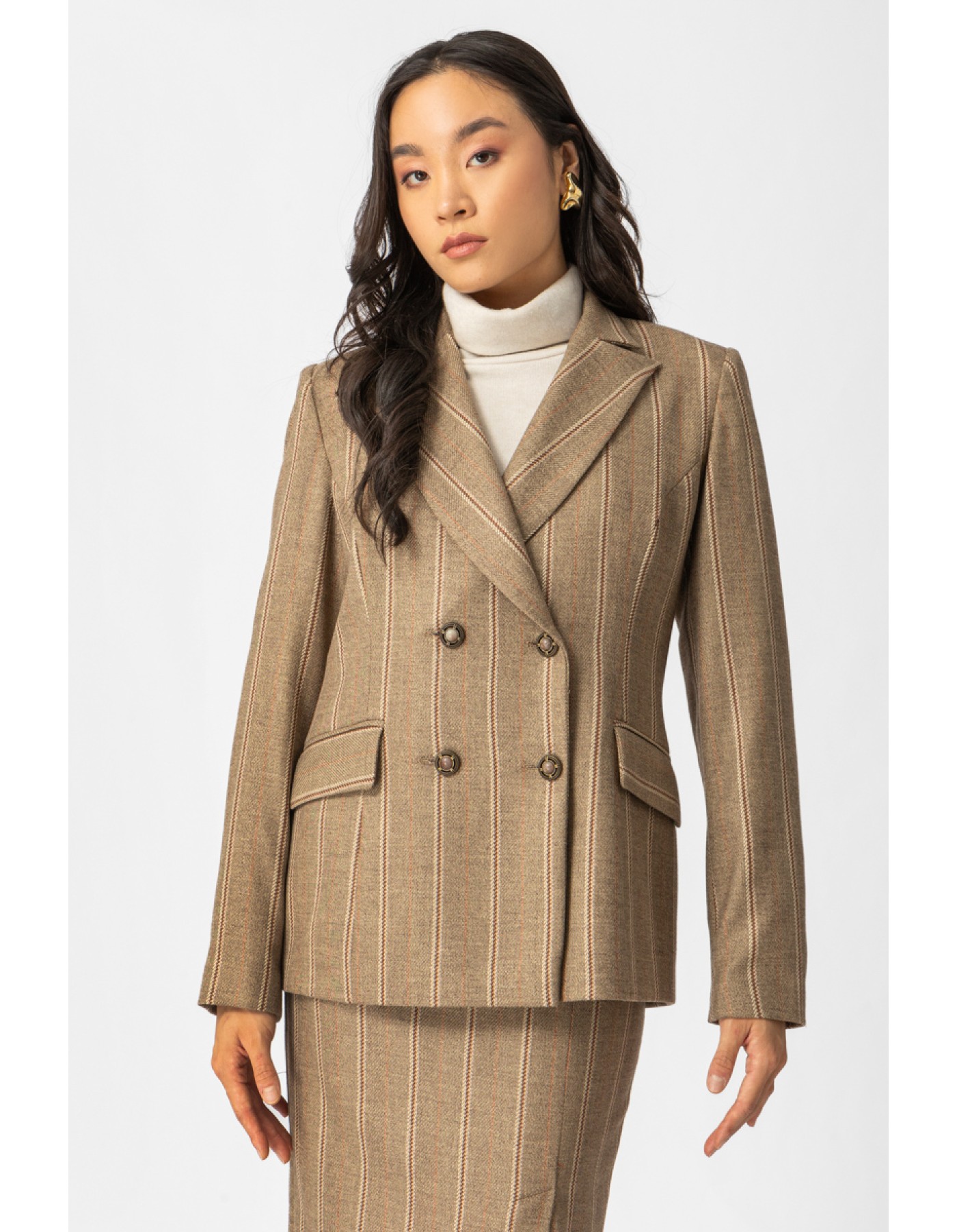 Σακάκι ριγέ lurex σταυροκούμπι