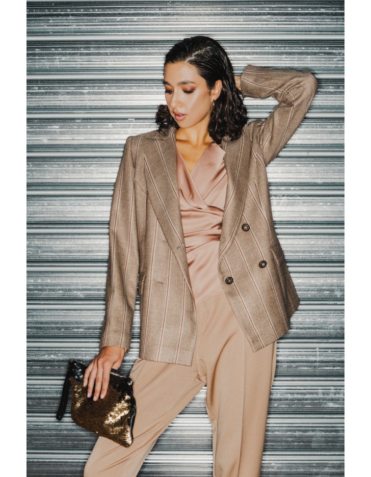 Σακάκι ριγέ lurex σταυροκούμπι