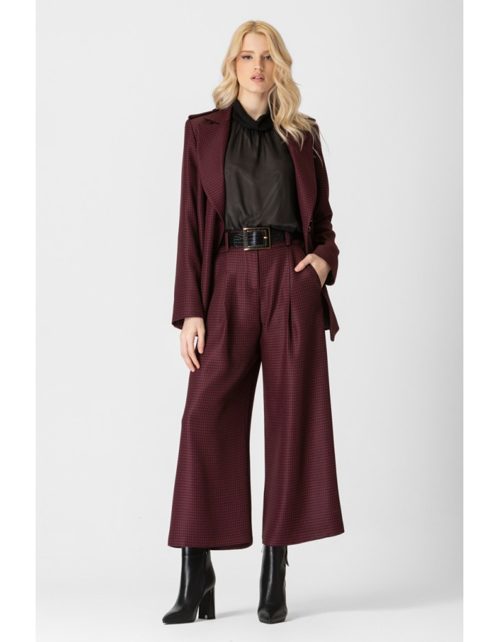 Παντελόνι Pied de Poule Μπορντώ