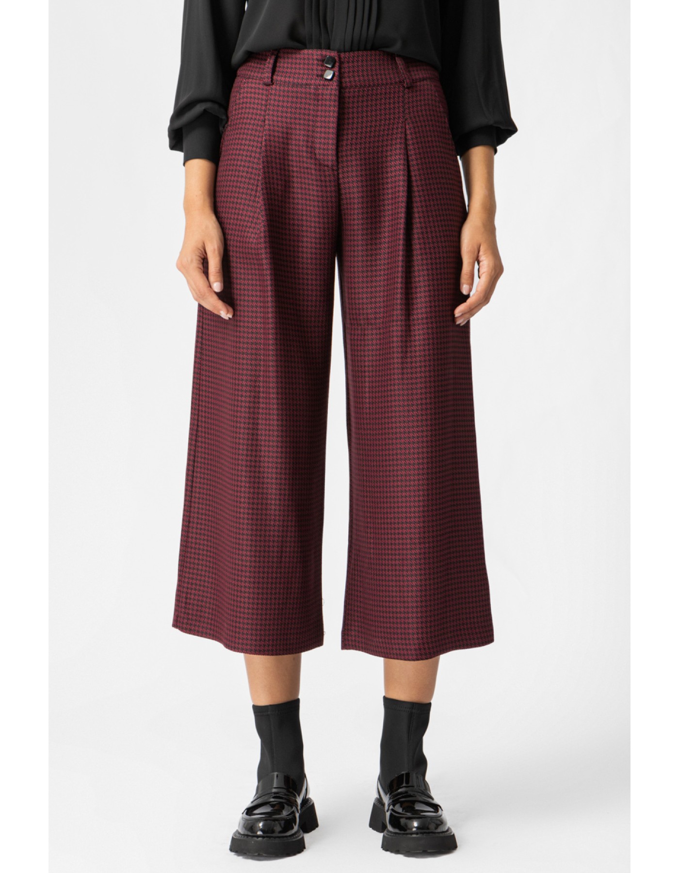 Παντελόνι Pied de Poule Μπορντώ