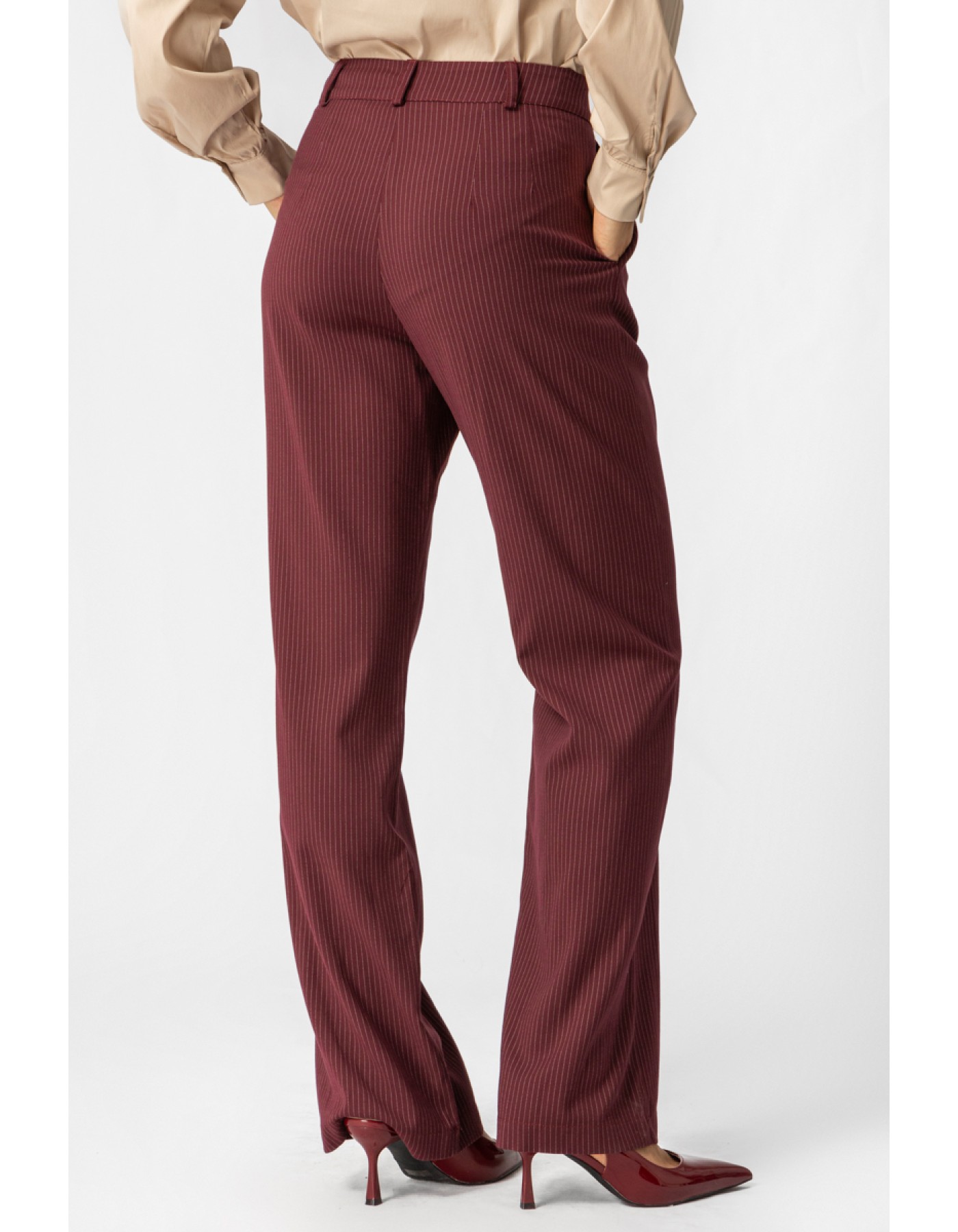 Παντελόνα ριγέ μπορντώ