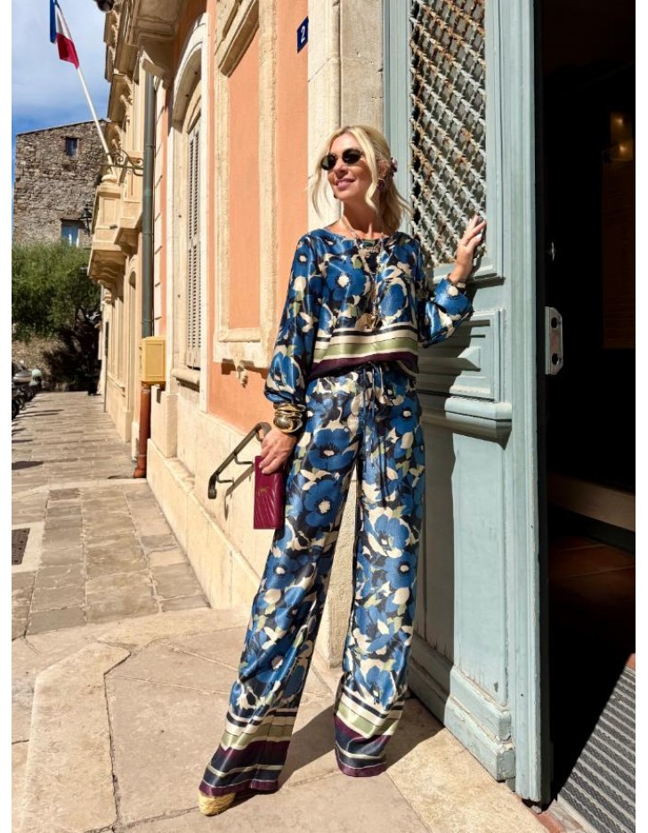 Παντελόνα σατέν εμπριμέ Florence