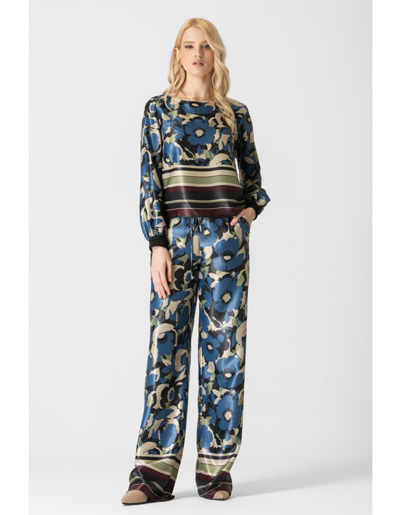 Παντελόνα σατέν εμπριμέ Florence