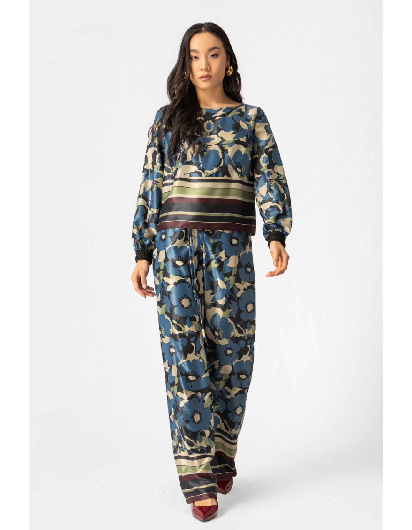 Παντελόνα σατέν εμπριμέ Florence