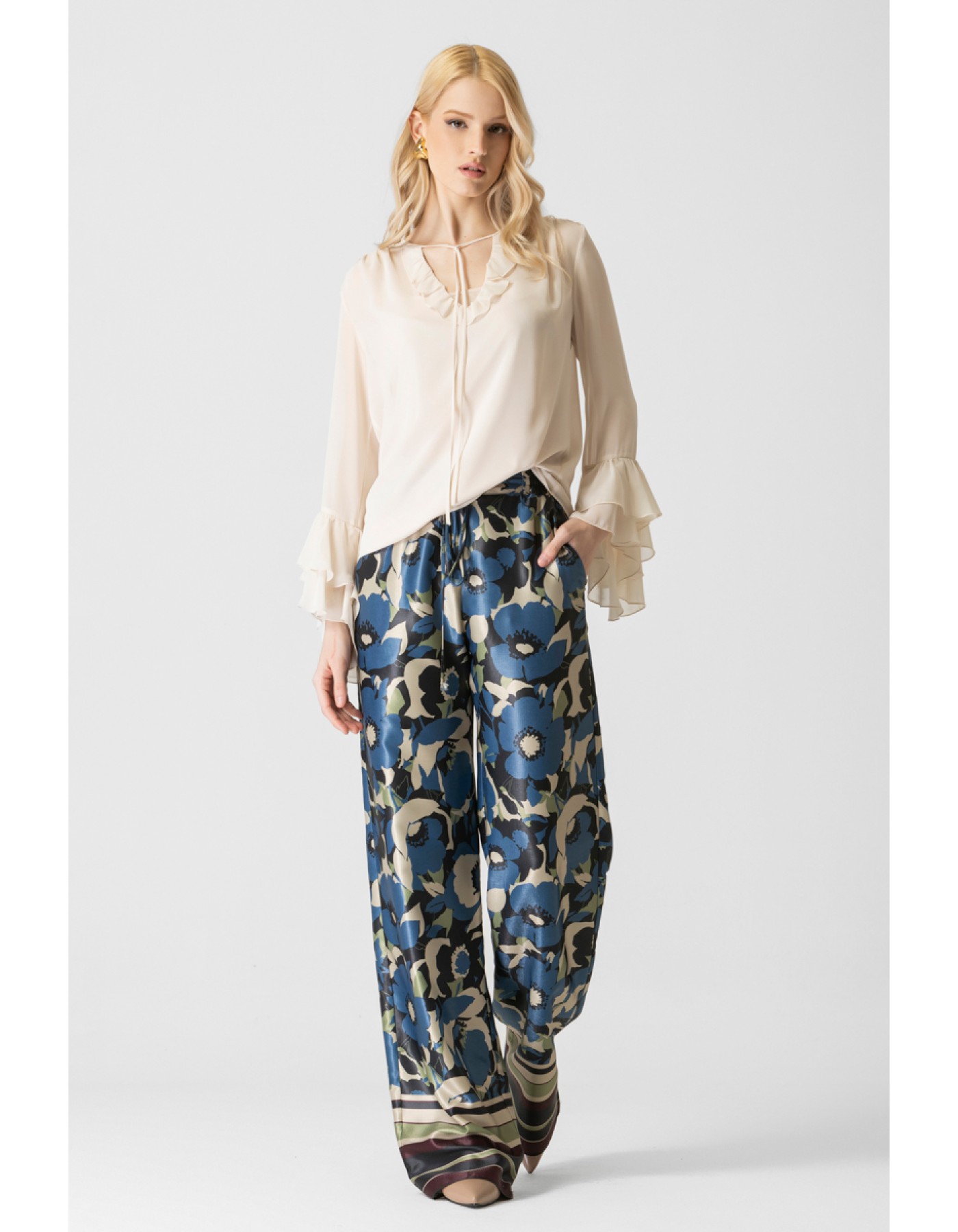 Παντελόνα σατέν εμπριμέ Florence