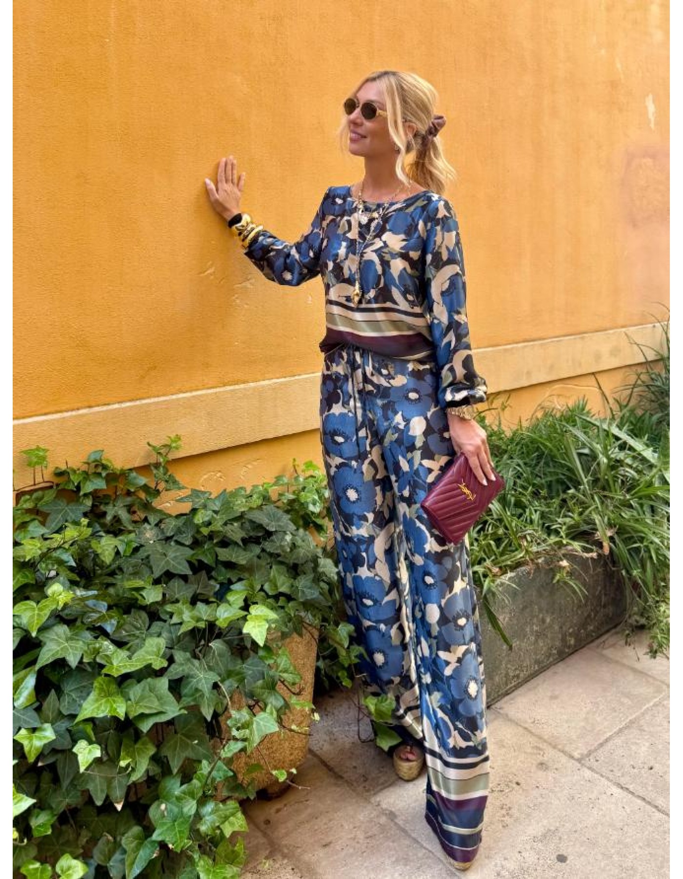 Παντελόνα σατέν εμπριμέ Florence