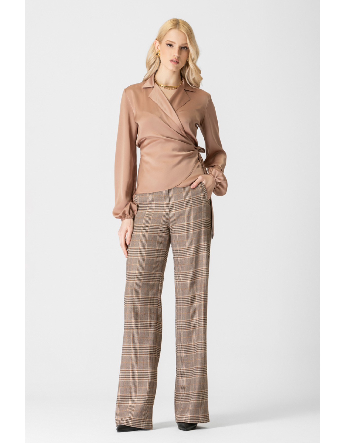 Παντελόνα καρώ Lurex Loreta