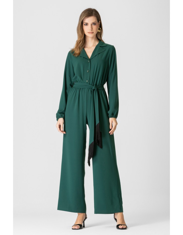 Ολόσωμη φόρμα κρεπ με κρόσσι