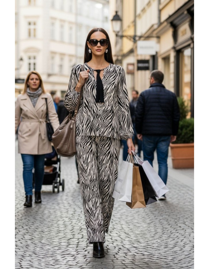 Μπλούζα διαφάνεια ζέβρα φουλάρι