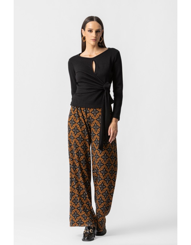 Παντελόνι εμπριμέ πλεχτό λάστιχο Dora