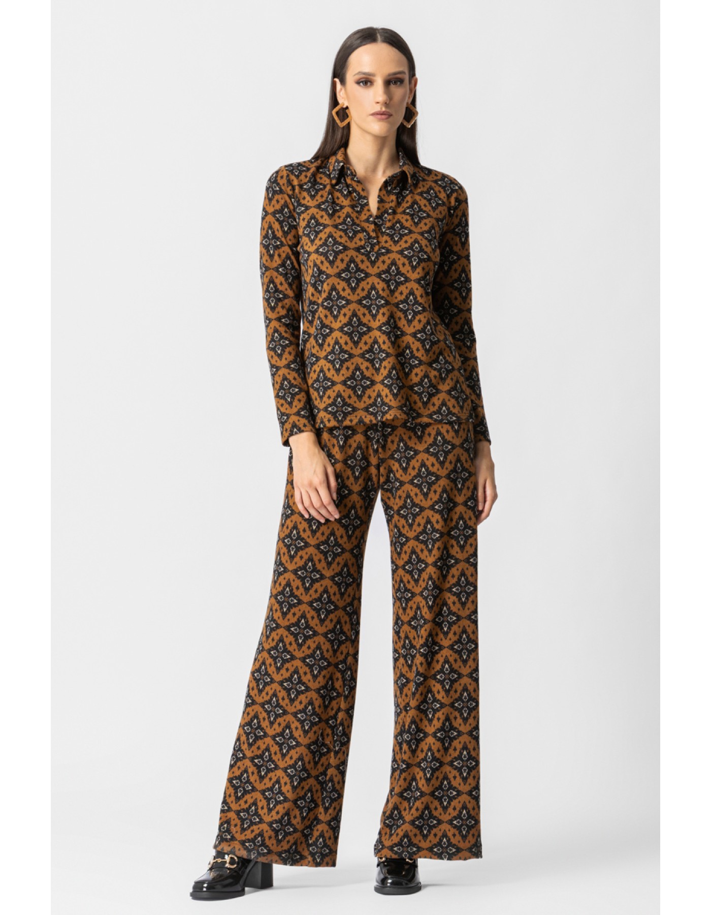 Παντελόνι εμπριμέ πλεχτό λάστιχο Dora