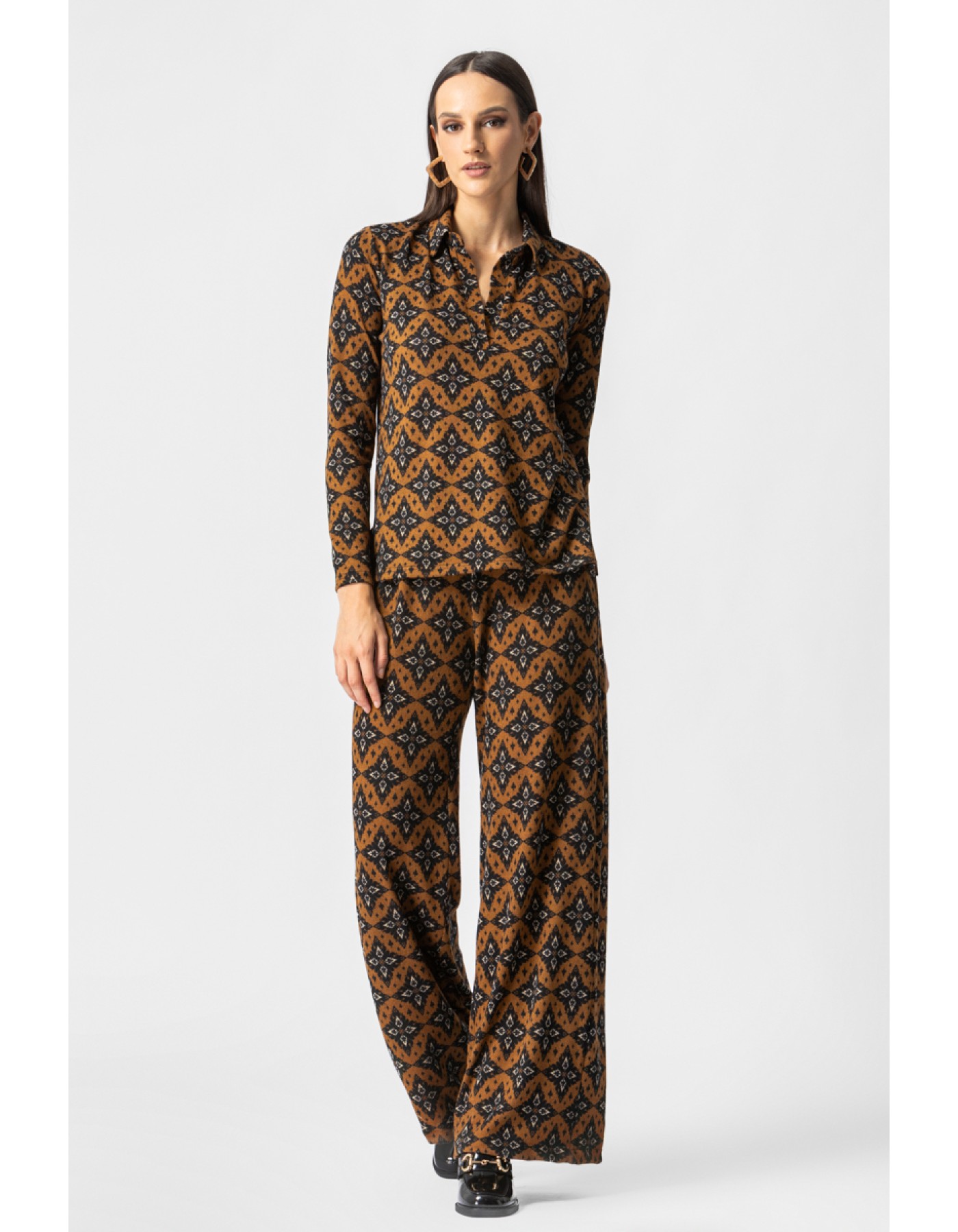 Παντελόνι εμπριμέ πλεχτό λάστιχο Dora