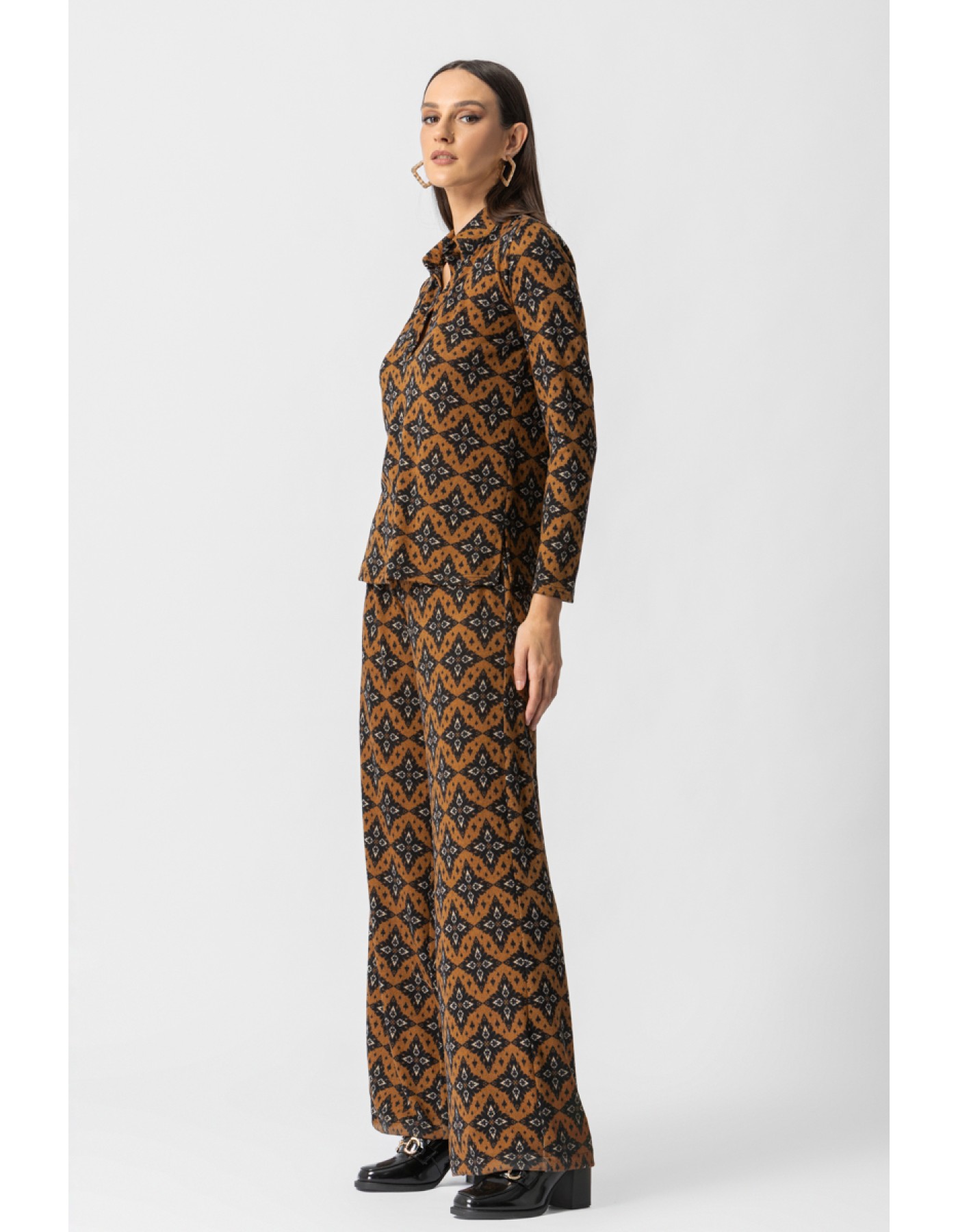 Παντελόνι εμπριμέ πλεχτό λάστιχο Dora