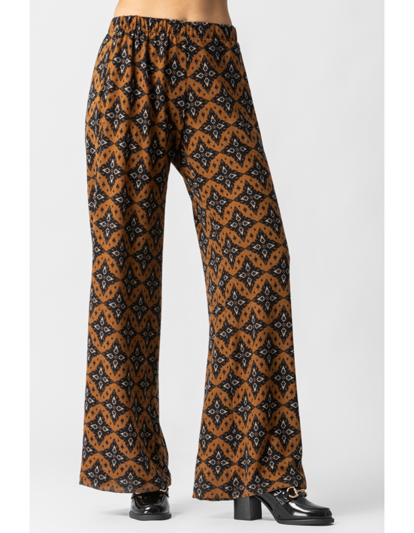 Παντελόνι εμπριμέ πλεχτό λάστιχο Dora