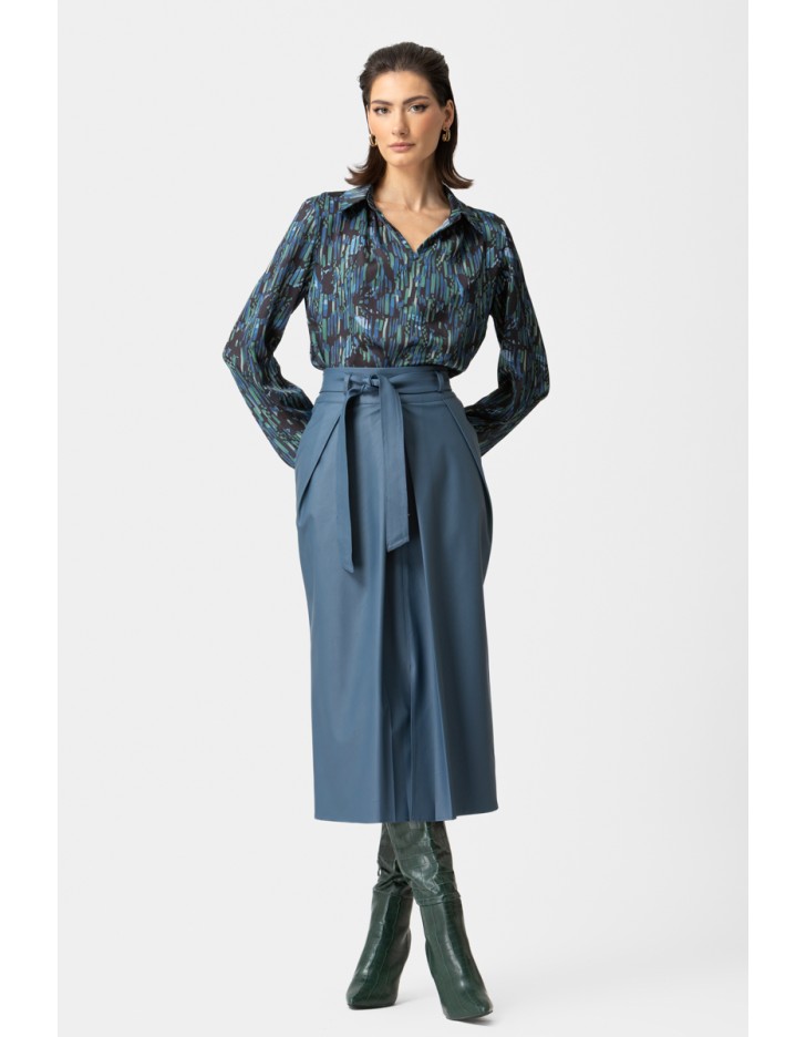 Φούστα eco-δερματίνη με πιέτες