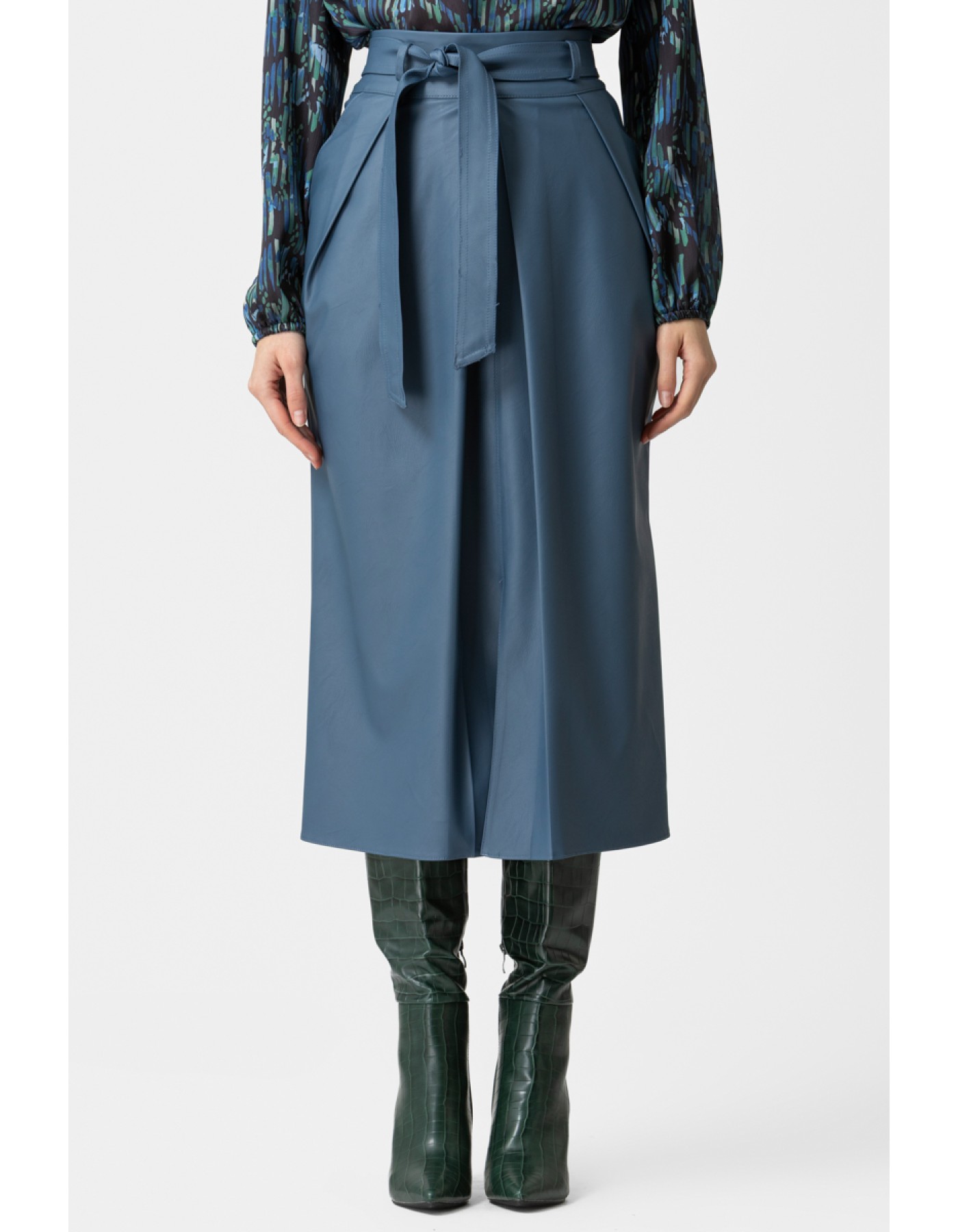 Φούστα eco-δερματίνη με πιέτες