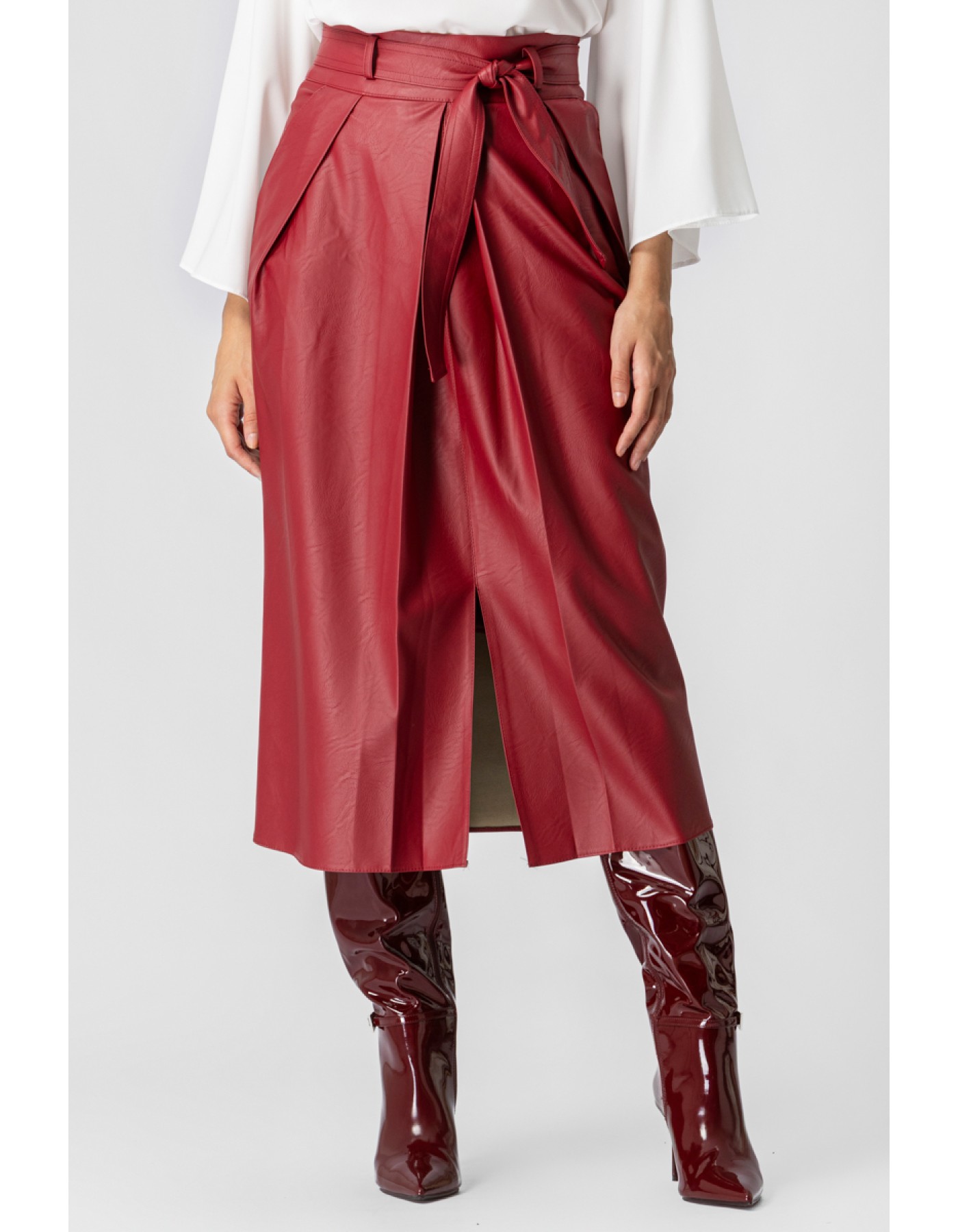 Φούστα eco-δερματίνη με πιέτες