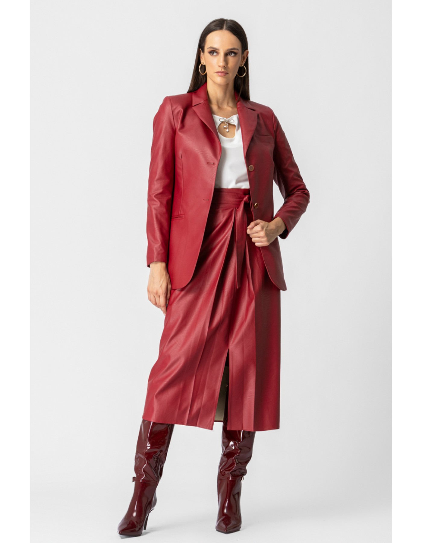 Φούστα eco-δερματίνη με πιέτες