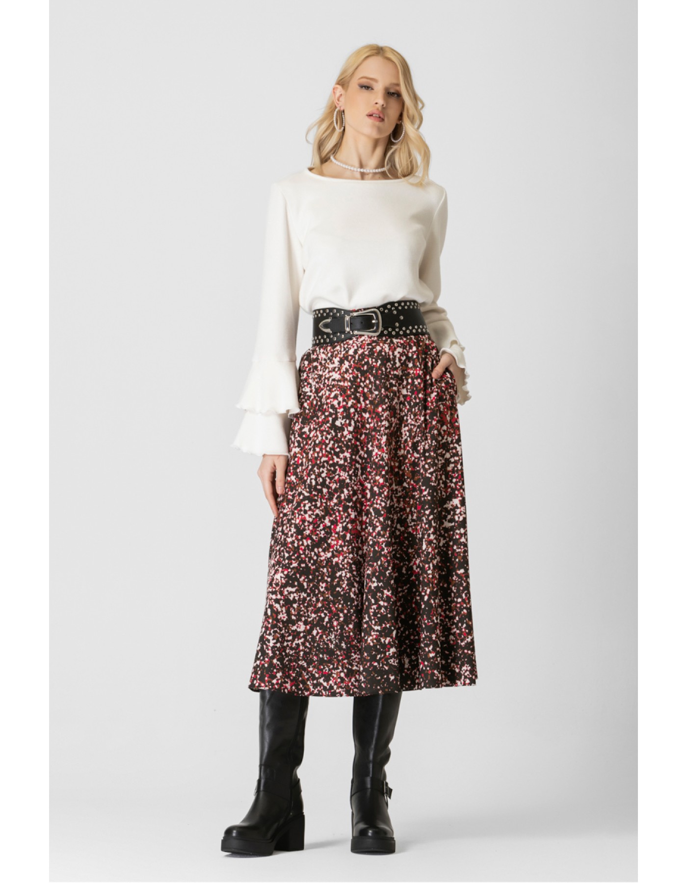 Φούστα εμπριμέ κρεπ κλος Serendipity