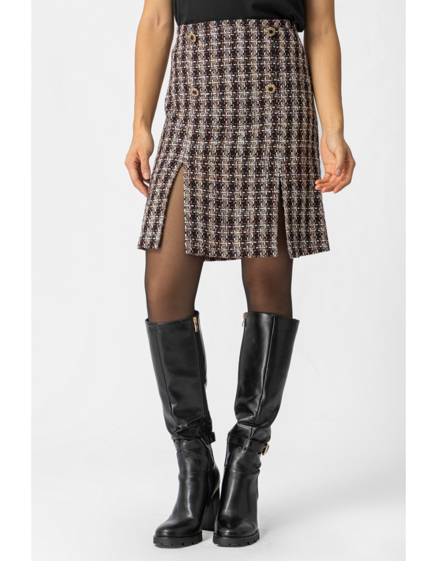 Φούστα Tweed με κουμπιά