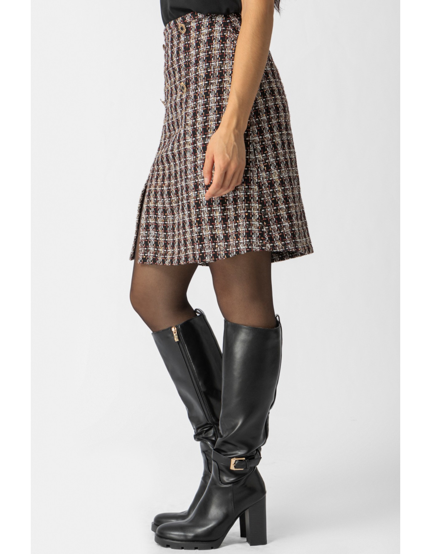 Φούστα Tweed με κουμπιά