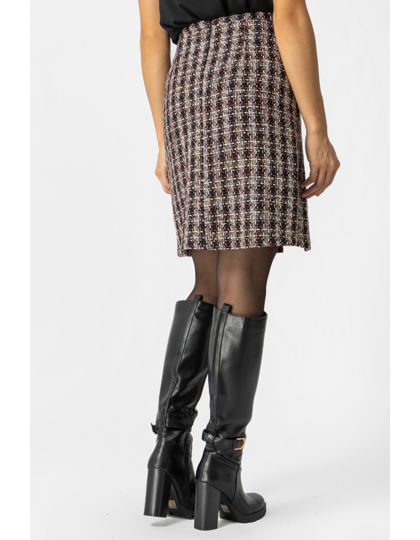 Φούστα Tweed με κουμπιά